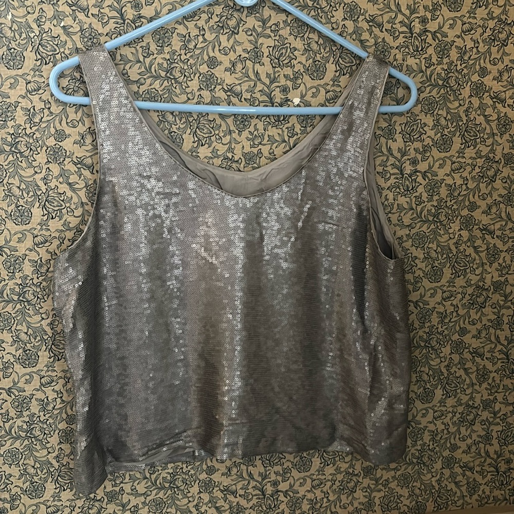 Eileen Fisher Antique Sequin Silk Crop Tank